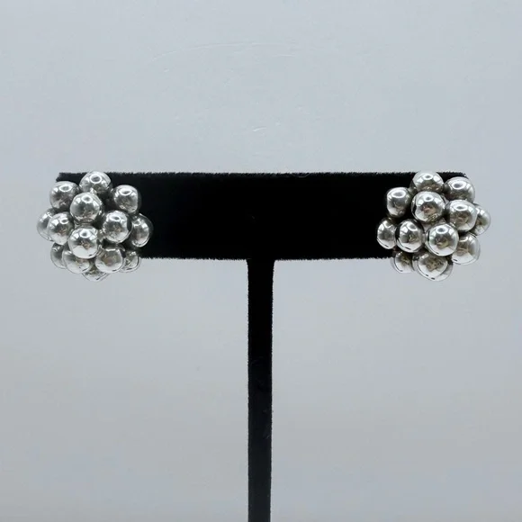 TAXCO Vintage Sterling Silver Cluster Earrings - Picture 1 of 11